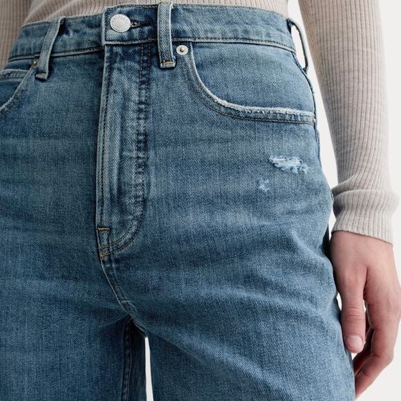 Everlane The Way High Distressed Denim High-Rise Straight Leg Jeans 24 R - Picture 6 of 16